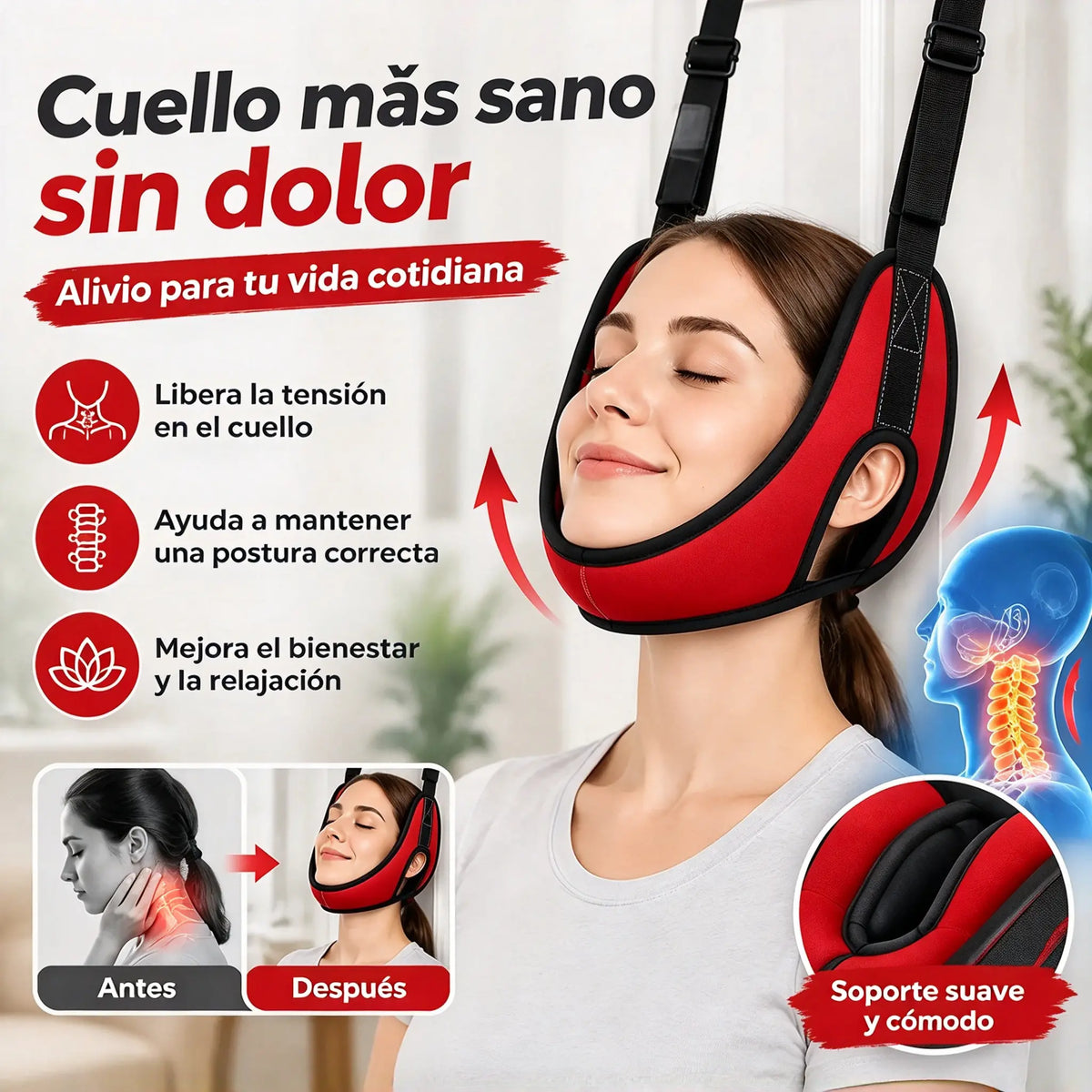 💥【Último día: 50 % de descuento】 Dispositivo de tracción cervical para colgar en la puerta: para estiramiento del cuello y alivio del dolor