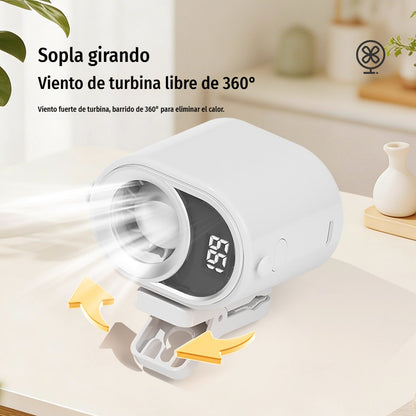 🌀 Ventilador manos libres con pantalla LED, clip integrado y 199 niveles de ajuste-4300754