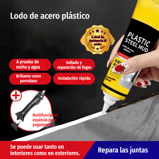 🔥【5 botellas + 1 espátula para pegamento】🛁 Sellador blanco impermeable y resistente al moho, para rellenar juntas en cocinas, baños y aseos.