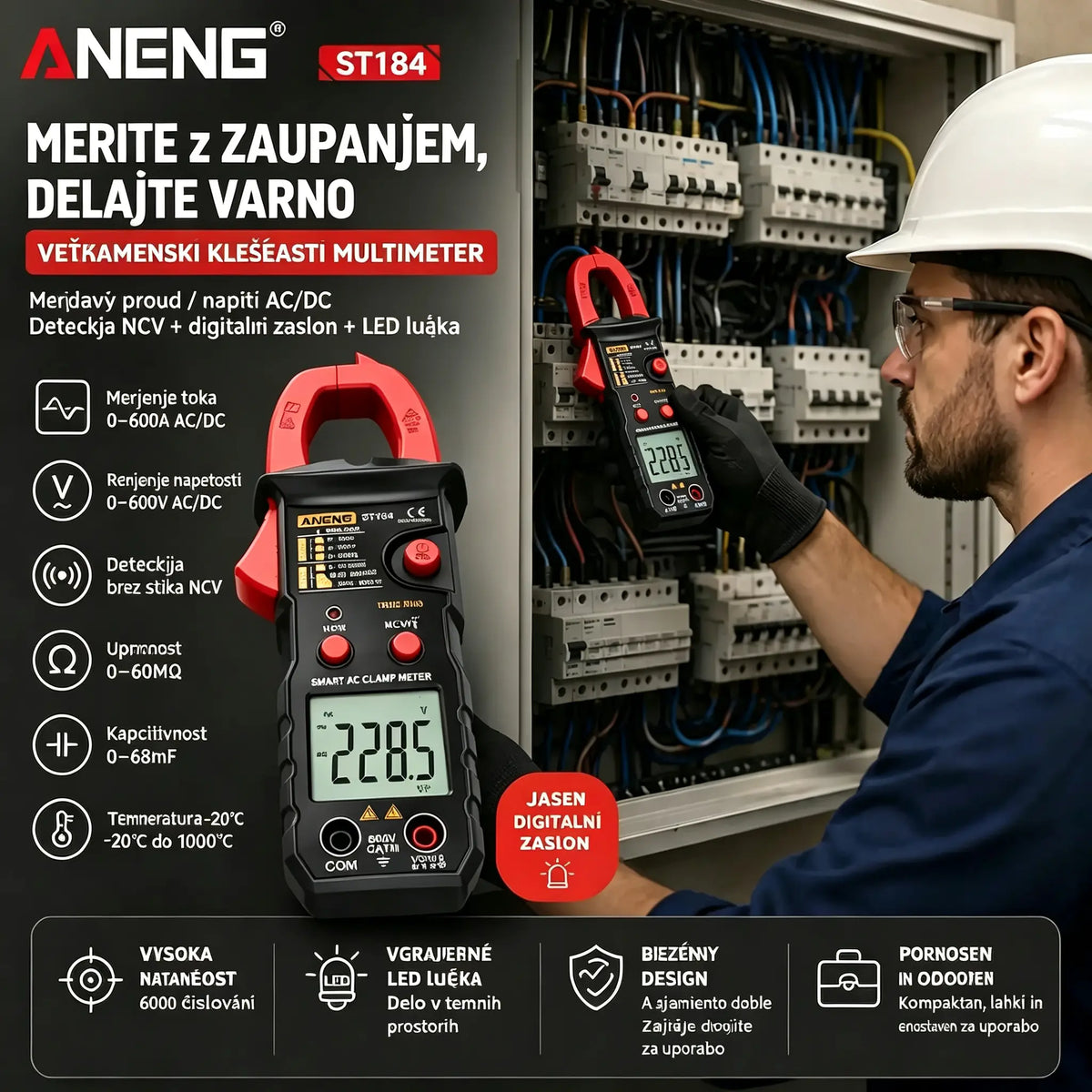 🔥【Časovno omejena ponudba】🛠️Pametni digitalni kleščni multimeter, večfunkcijski kleščni multimeter za električarje✅Visokonatančni kleščni multimeter✅Popolnoma samodejno prepoznavanje.