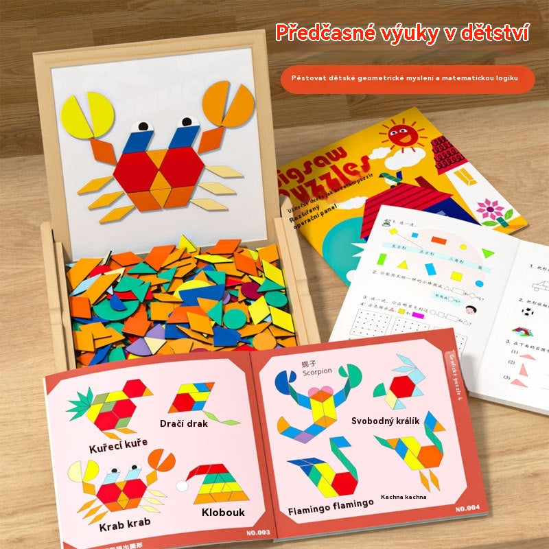 ⏳⏰ Magnetická tangramová puzzle hračka - vzdělávací hračka pro