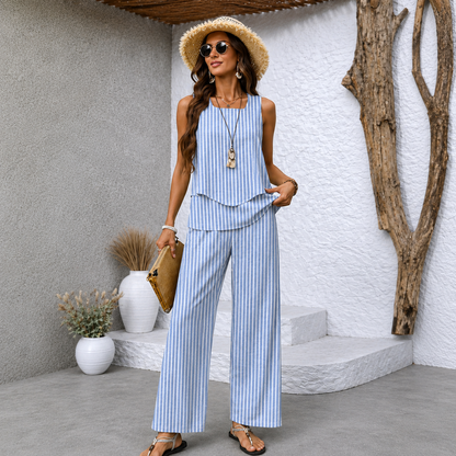 【S-3XL】VERDALISSE | Conjunto Fresco Brisa de 2 Piezas | Set de Verano Ligero y Elegante Multicolor