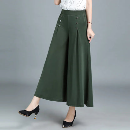 💖【M-5XL】Falda ancha de cintura alta drapeada de moda para mujer