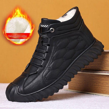 🥾2026 nuevas botas de nieve forradas de cuero para hombres