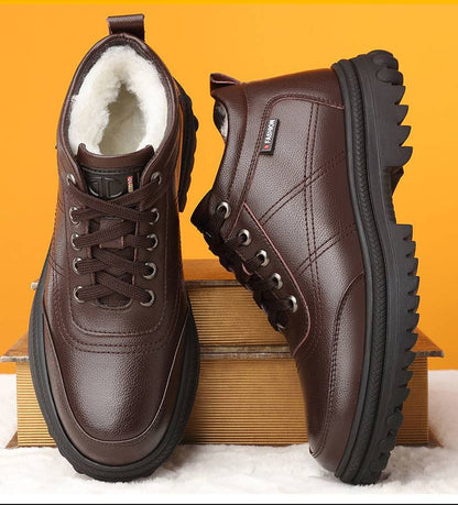 🔥【Εκπτωτική Έκπτωση】 30% έκπτωση【39-44】👞Χειμερινά παχύρρευστα, χνουδωτά ζεστά, χοντρά δερμάτινα παπούτσια για άνδρες