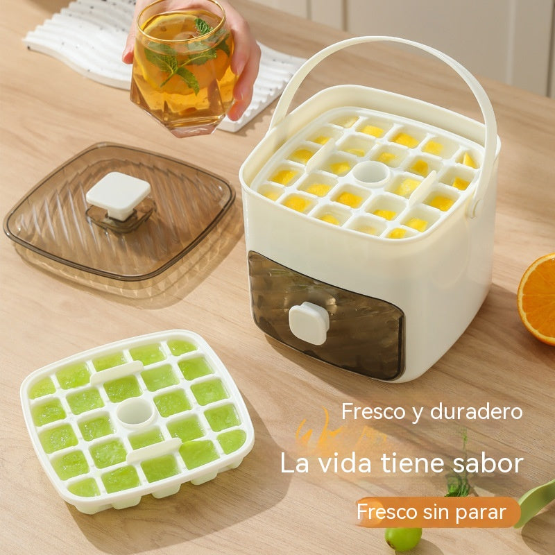 Máquina de hielo portátil | Con tapa y recipiente para almacenar hielo (hace 48 cubitos de hielo a la vez)