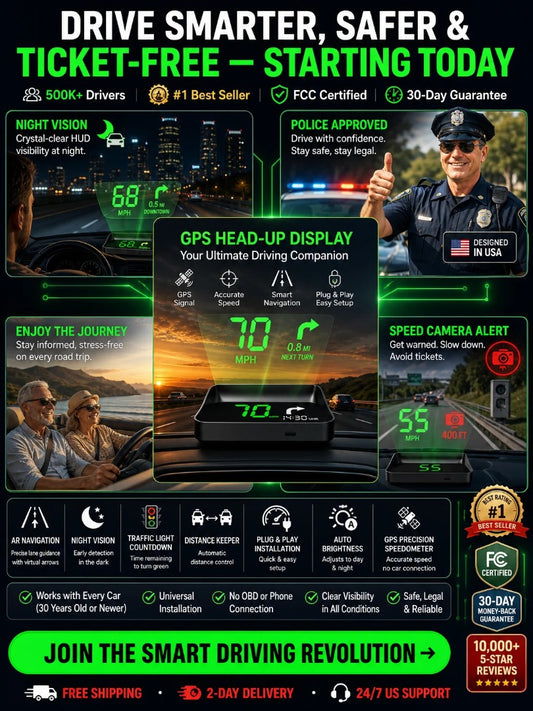 【Navegación GPS Swiss Military con alerta para evitar multas】Nuevo velocímetro y tacómetro GPS con pantalla HUD