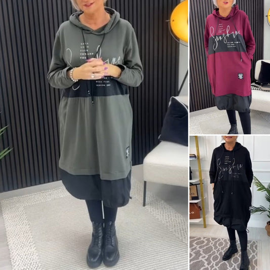 🔥🔥【S-5XL】🥰 2024 nové podzimní a zimní módní velké šaty s potiskem-3798745