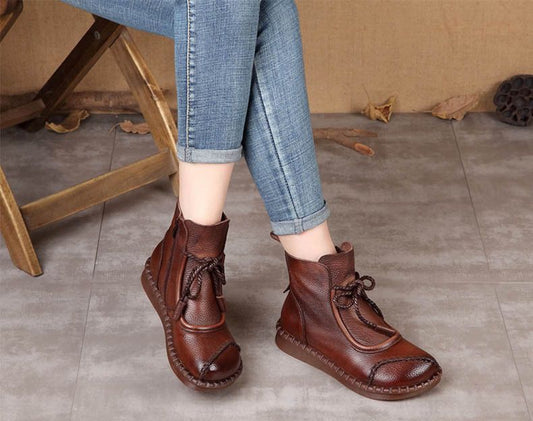 ✨👢Speciální nabídka【35-40】👢 2025 Dámské kotníkové boty Retro z měkké kůže