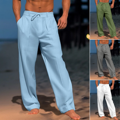 🏖️👖【– 50% de descuento 🔥】【S–3XL】😍 Pantalones holgados de lino para hombre en tallas grandes, cómodos y transpirables.