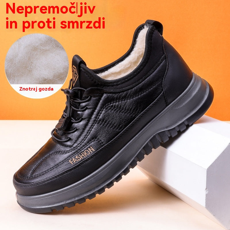 ⛄🥾【39-45】Ανδρικά χειμερινά αθλητικά παπούτσια αναψυχής, κατασκευασμένα από γνήσιο δέρμα, αδιάβροχα, μαλακή σόλα και βελούδο