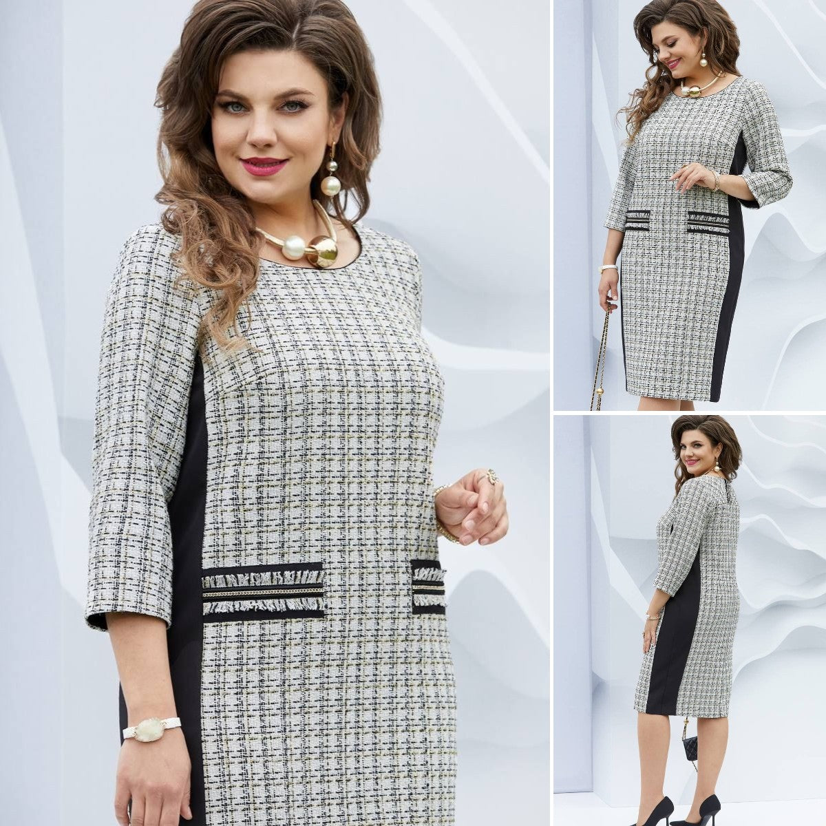 🏆【S-5XL】🍂Nowa, wysokiej jakości sukienka w kratę na jesień i zimę