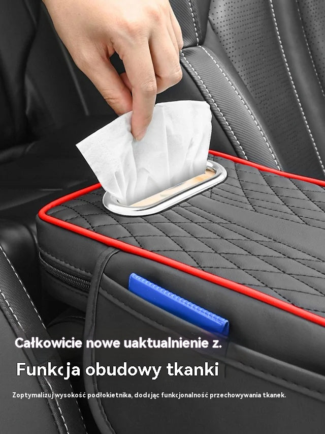 🚘【Dostępne w wielu kolorach】Wielofunkcyjny podłokietnik samochodowy 3 w 1 z prawdziwej skóry - 4205302