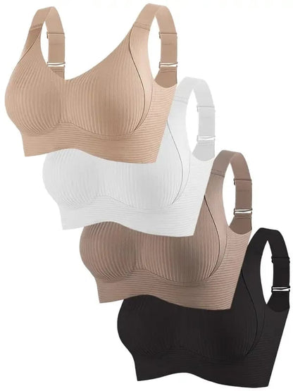 😍【Zestaw 4 szt.】Bezszwowy biustonosz bez fiszbin dla kobiet ❤️【40–95 kg】- 4199856