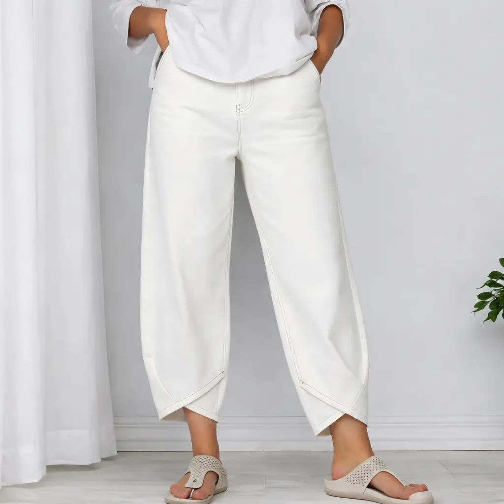 👖【Vylepšený denim, měkký a prodyšný】 módní volné džíny pro volný čas