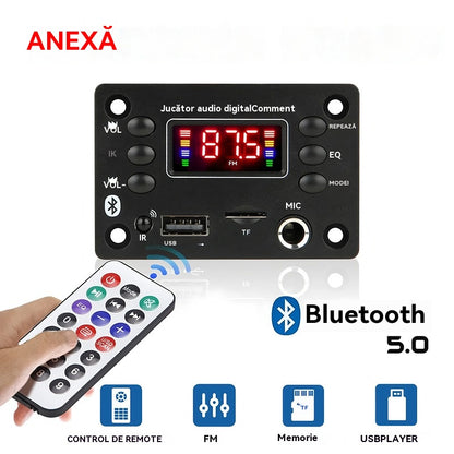 🎵 Bluetooth reproduktor, zesilovač a DAC s bezdrátovým dálkovým ovládáním, USB připojením a nahráváním 🎙️