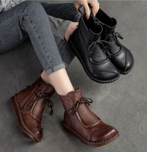✨👢Speciální nabídka【35-40】👢 2025 Dámské kotníkové boty Retro z měkké kůže