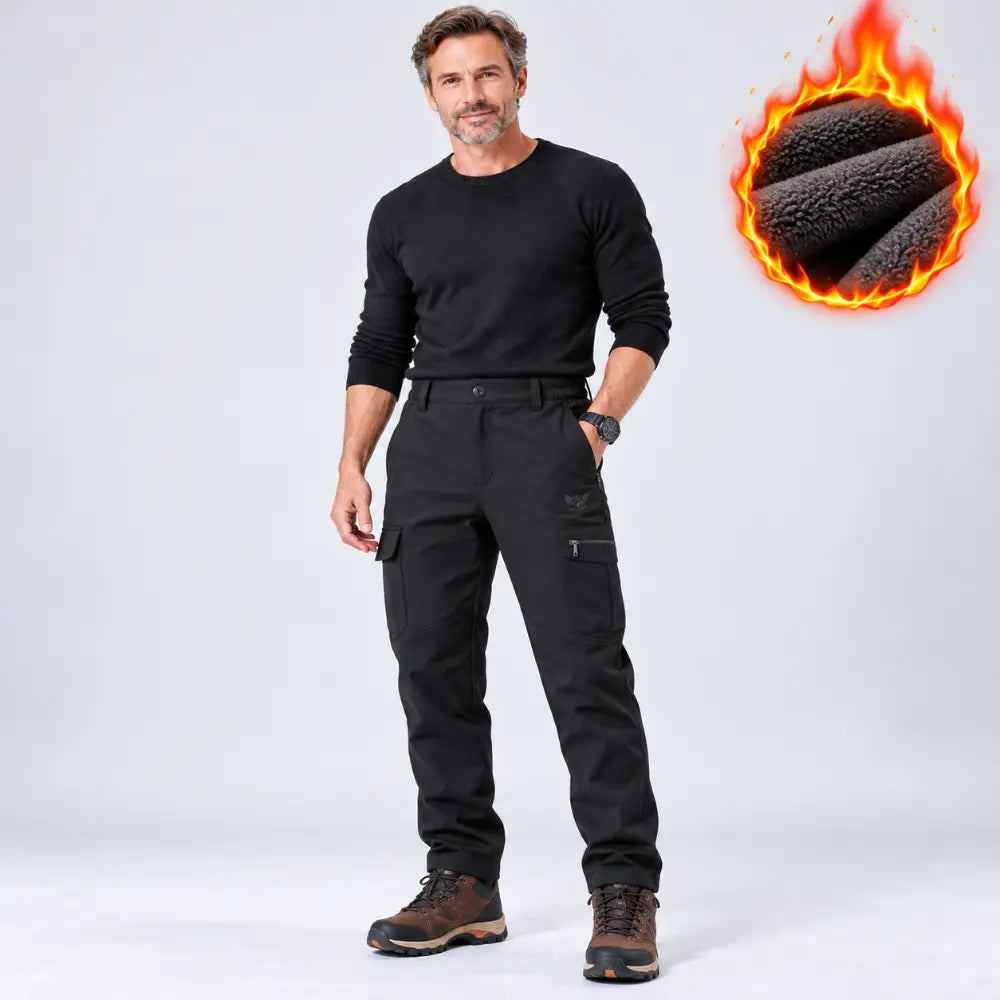 【M-4XL】Pantalones softshell para hombre – Con aislamiento, gruesos, elásticos, cortavientos e impermeables, con forro polar; para esquí y senderismo