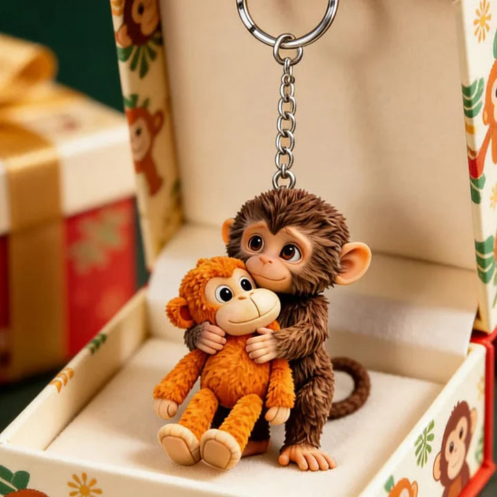 🏆Último día con un 60% de descuento - 🐵 Llavero de mono 3D Viral Punch 💕🎁Un regalo conmovedor para amantes de los animales, familiares, amigos y seres queridos.