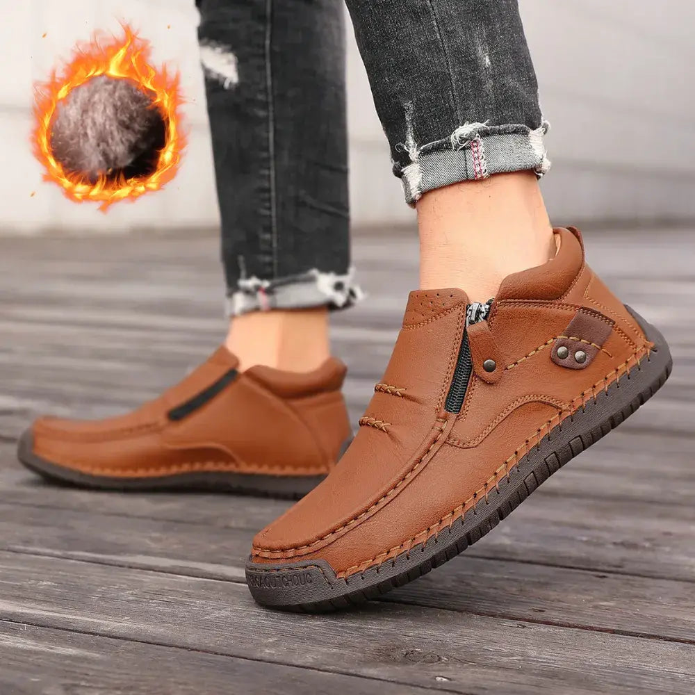 【38-48】Mocasines de conducción para hombre hechos a mano en piel – Puntera ancha, soporte para el arco