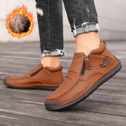 【38-48】Mocasines de conducción para hombre hechos a mano en piel – Puntera ancha, soporte para el arco