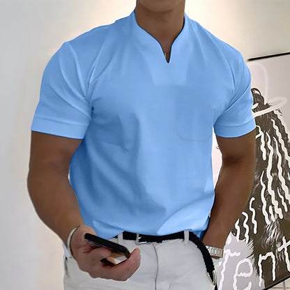 ✨👕【S-5XL】Letní nová velká velikost košile s krátkým rukávem a výstřihem do V