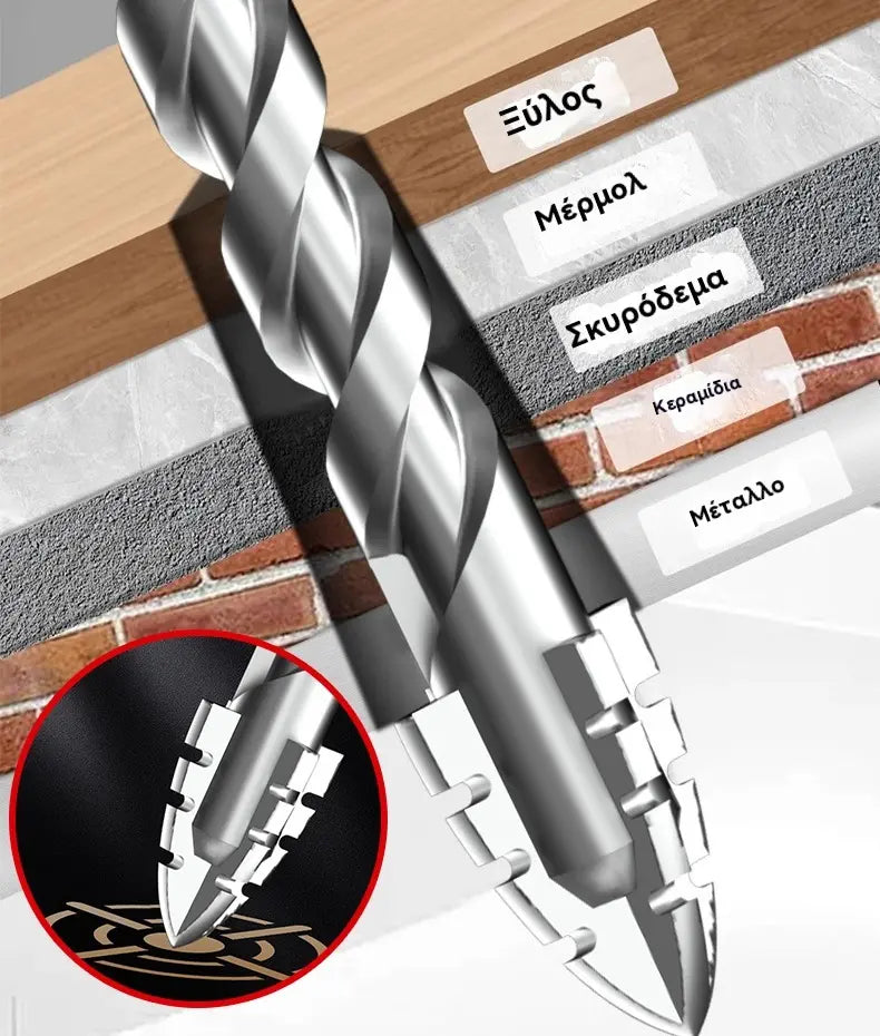 🥇【3+4+5+6+8+10+12mm】Έκκεντρο τρυπάνι έβδομης γενιάς από εξαιρετικά σκληρό χάλυβα βολφραμίου με οδοντωτή άκρη