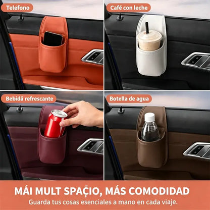 【2 unidades a 28 euros】🚗 Organizador de puerta para coche – Bolsillo de almacenamiento con soporte para vasos, colgante en la ranura de la ventanilla 🧺💧