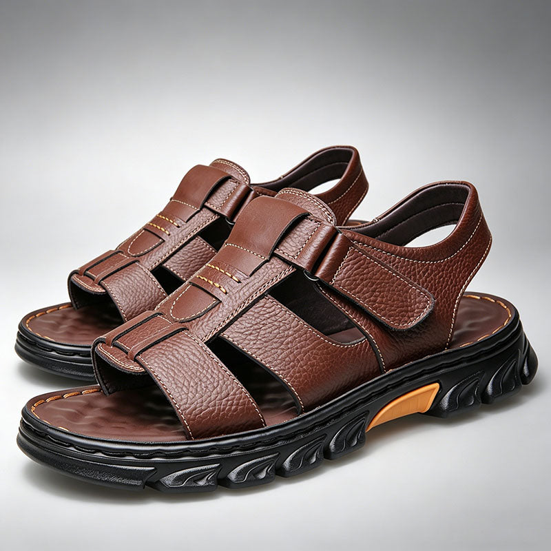 💥【38~44】Sandalias casuales de cuero genuino para hombre, liquidación, ¡excelentes precios!