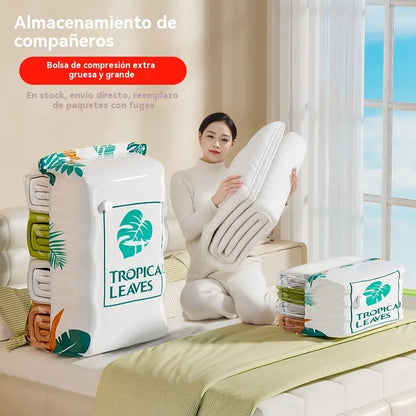 🧳【Juego de 5 piezas】💨 Bolsa de almacenamiento al vacío grande y compresible: no requiere bomba, es a prueba de fugas e ideal para ahorrar espacio en maletas y en casa ✈️