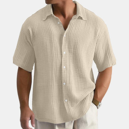 🤩【S-5XL】Męska koszula z krótkim rękawem, wykonana z mieszanki bawełny i lnu.