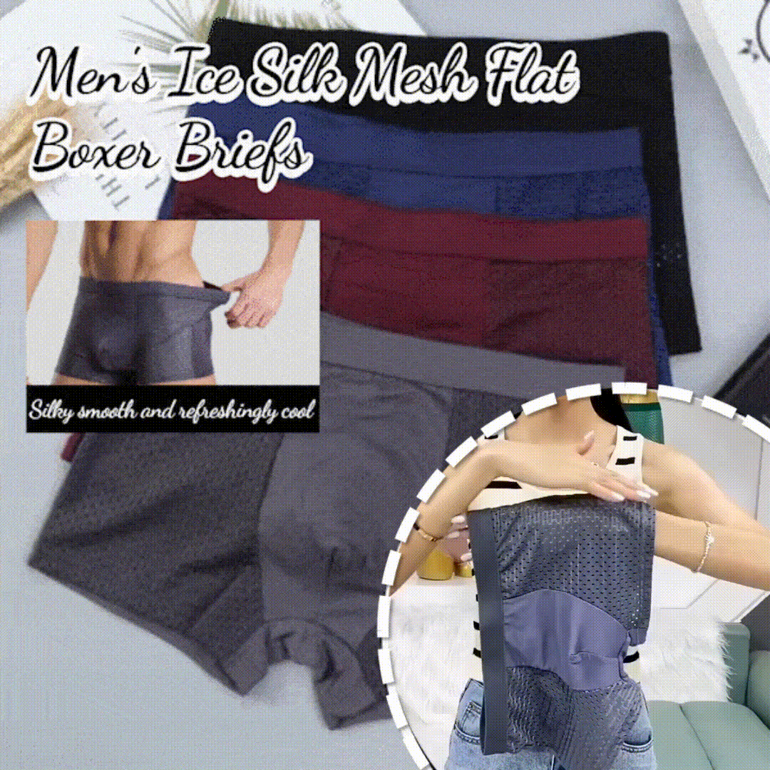 【Paquete de 4】🧊Calzoncillos bóxer planos de malla de seda helada para hombre