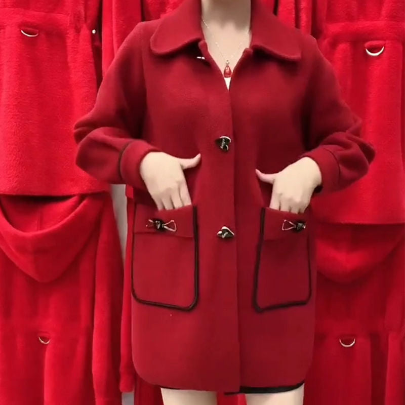 ☃️Nowy wełniany płaszcz jesienno-zimowy duży rozmiar