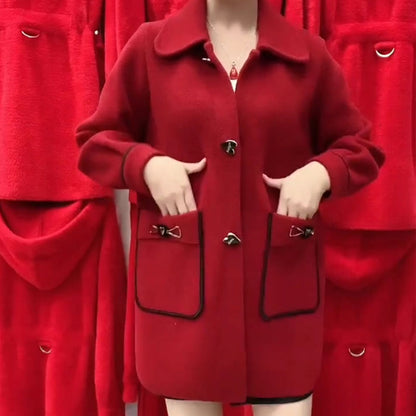 ☃️Nowy wełniany płaszcz jesienno-zimowy duży rozmiar