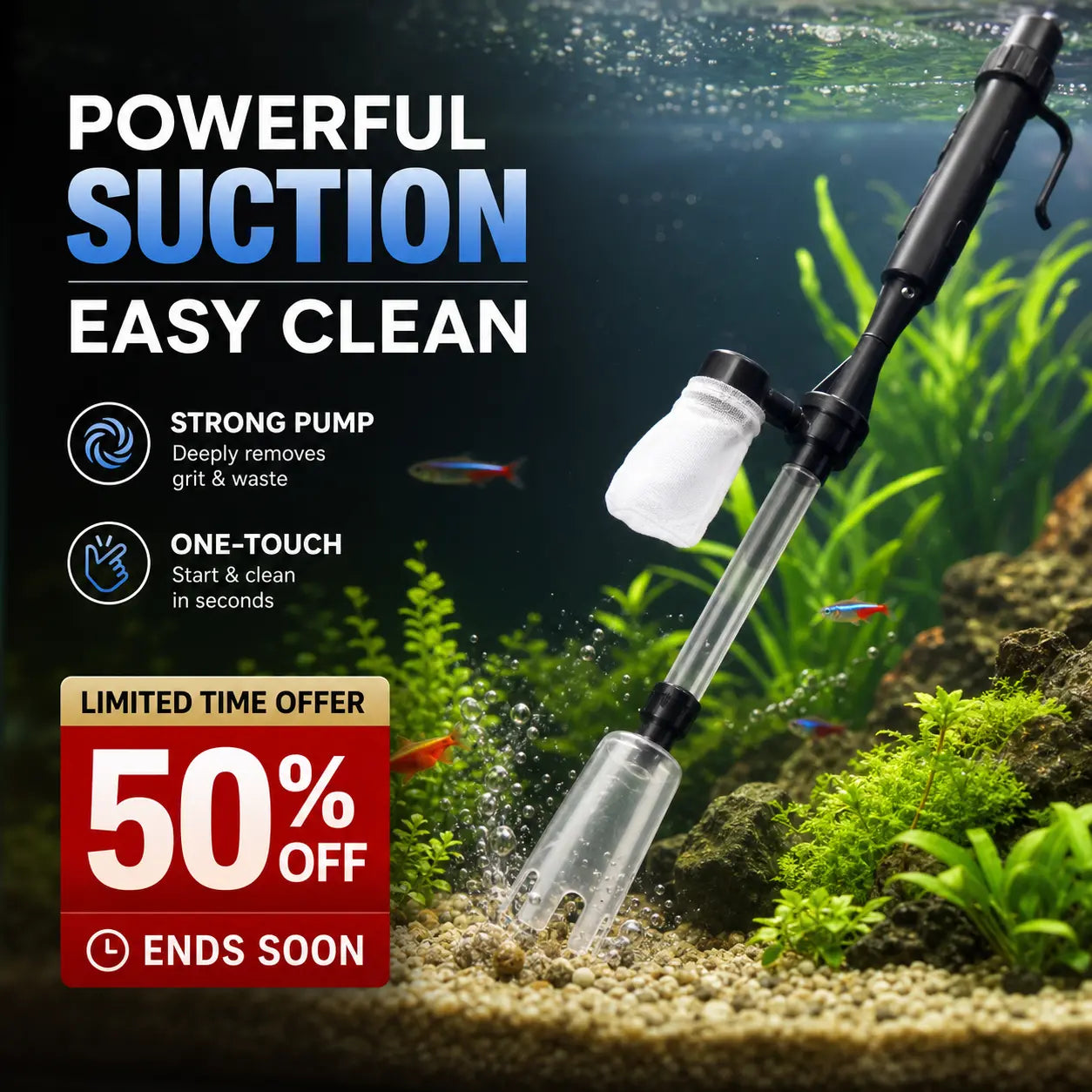 🐠 Limpiador eléctrico de sustrato para acuarios con manguera de longitud ajustable para una limpieza fácil - apto para todos los acuarios 🧹🐟