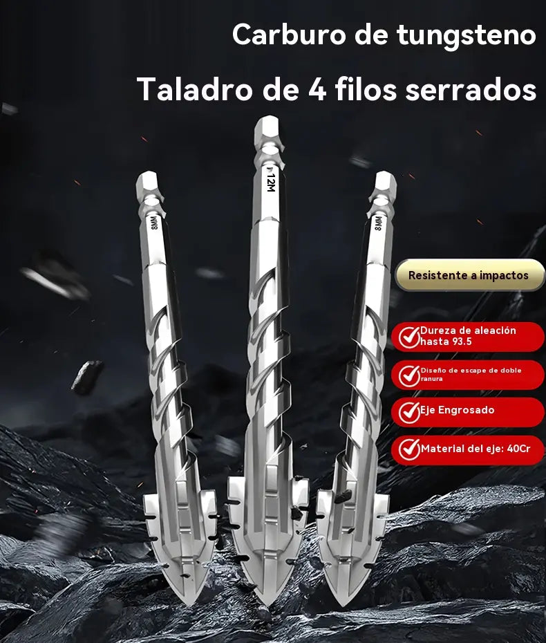 🥇【Juego de 7 piezas (3+4+5+6+8+10+12 mm)】Broca excéntrica de carburo de tungsteno súper duro de séptima generación con borde dentado