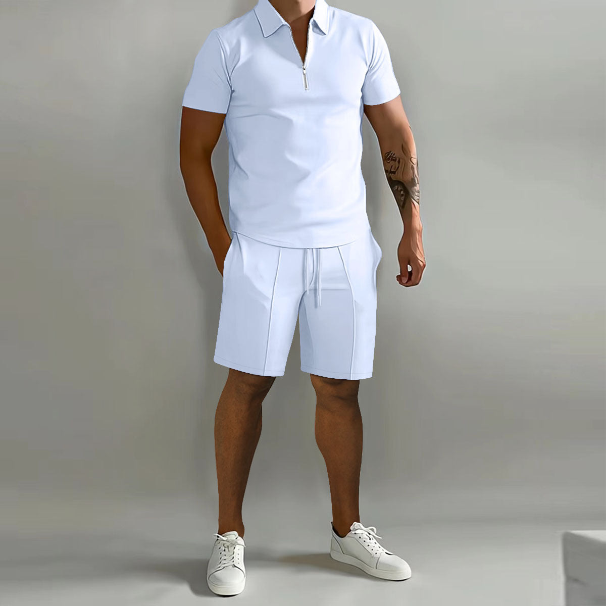 ✨【Pago contra entrega】Conjunto deportivo de verano de 2 piezas para hombre: cómoda camiseta de manga corta y pantalones cortos para el día a día y para estar en casa.