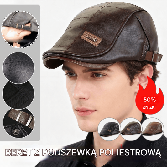 🔥 🔥 Czapka w stylu retro, z wysokiej jakości naturalnej skóry, pasująca do wszystkiego – 4190290