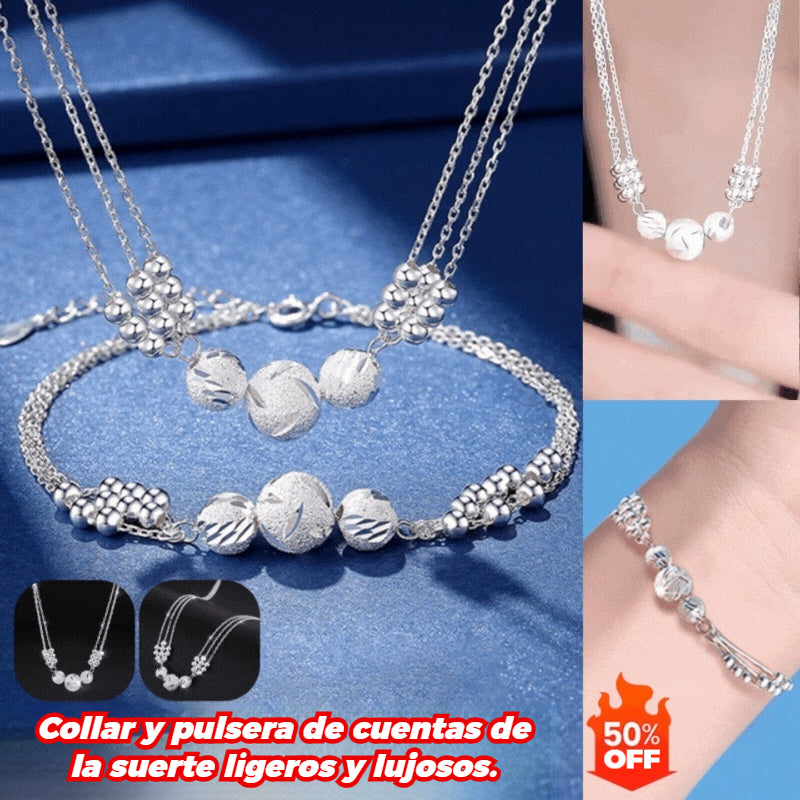 🔥Venta caliente🔥 ✨【Collar + Pulsera】Conjunto de Joyería de Plata 925 con Grabado Elegante 💎-4329713