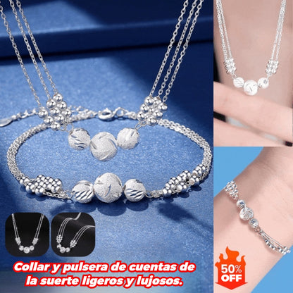 🔥Venta caliente🔥 ✨【Collar + Pulsera】Conjunto de Joyería de Plata 925 con Grabado Elegante 💎-4329713