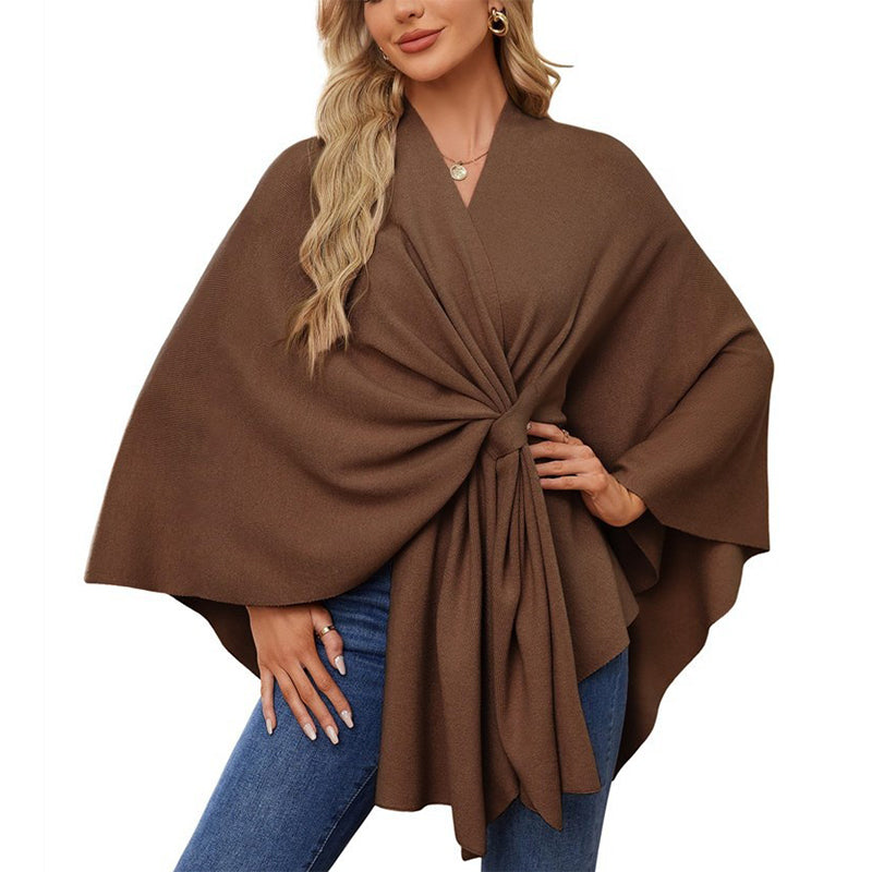 💃🧣🔥Elegantní jednodílný jednobarevný měkký šálový kabát/plášť pro dámy