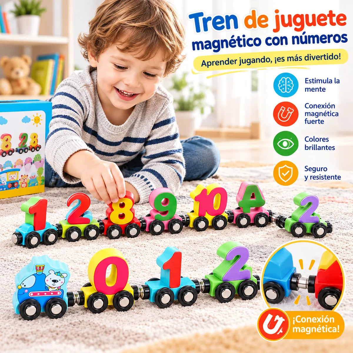 【50%OFF】👶Tren de juguete de madera digital hecho con bloques