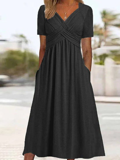 ⏳ Último día: 50 % de descuento 【Tallas S-3XL】 Vestido midi casual de moda en color liso