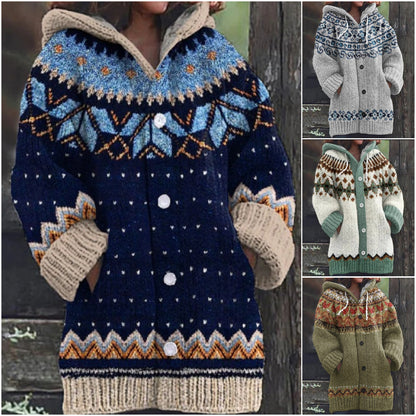 🔥【S~5XL】✨Φθινόπωρο/Χειμώνας 2025 Νέο κομψό πολύχρωμο ρετρό μπουφάν με κουκούλα