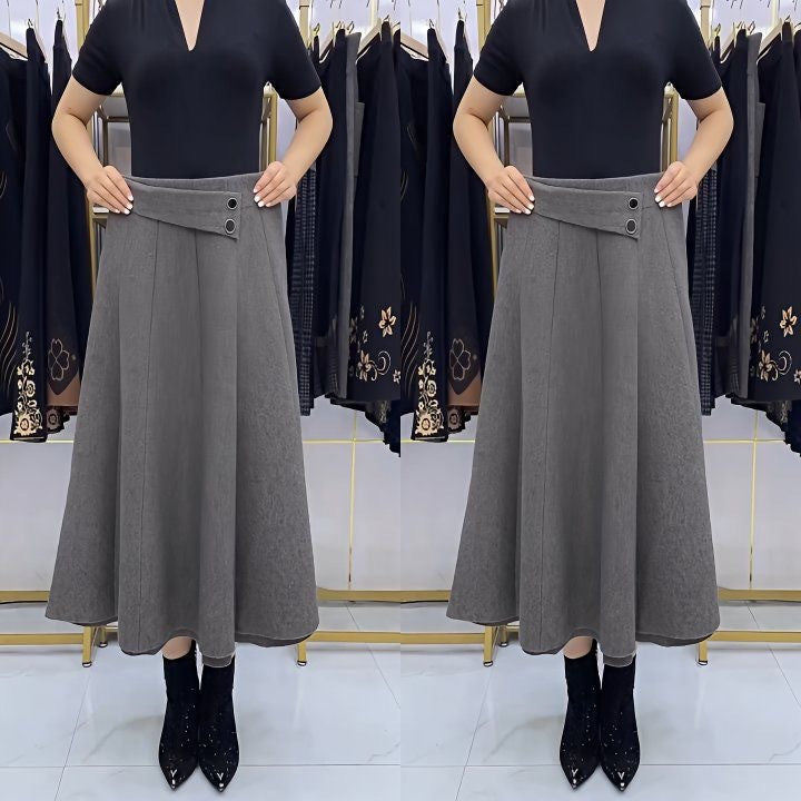 👗🎀【S-4XL】Jesensko/zimska vunena midi suknja - 4198944