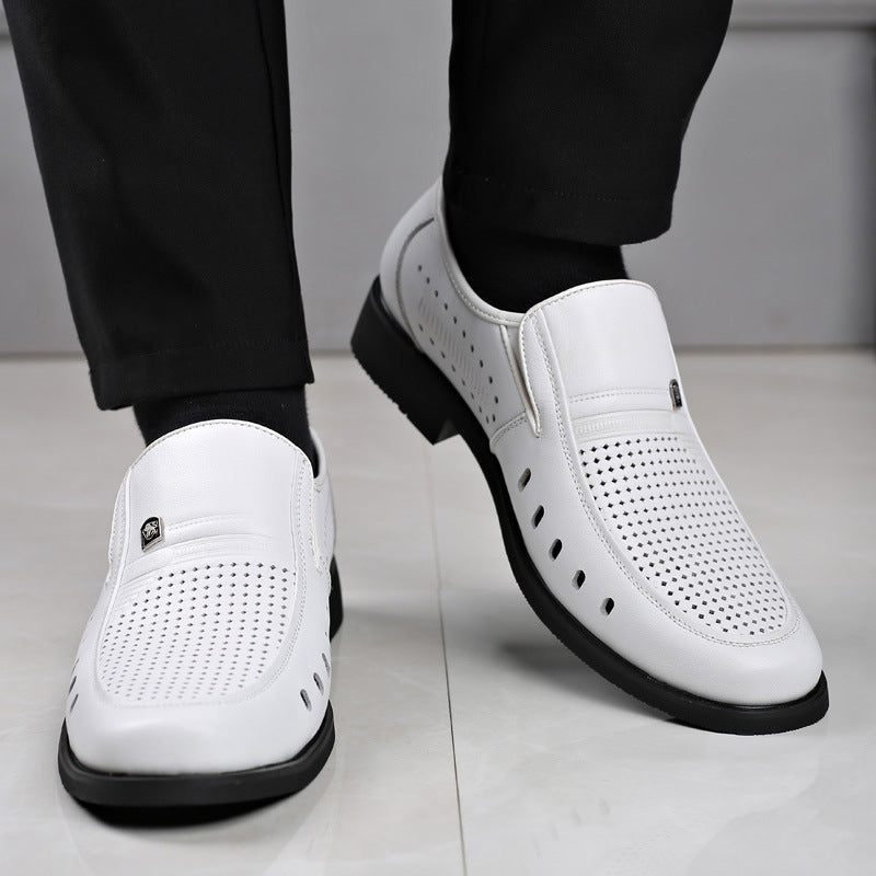 【38-44】 Zapatos casuales de cuero transpirables con diseño calado para hombre, verano 2026