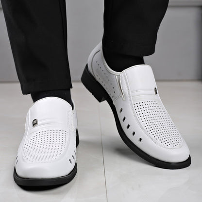 【38-44】 Zapatos casuales de cuero transpirables con diseño calado para hombre, verano 2026