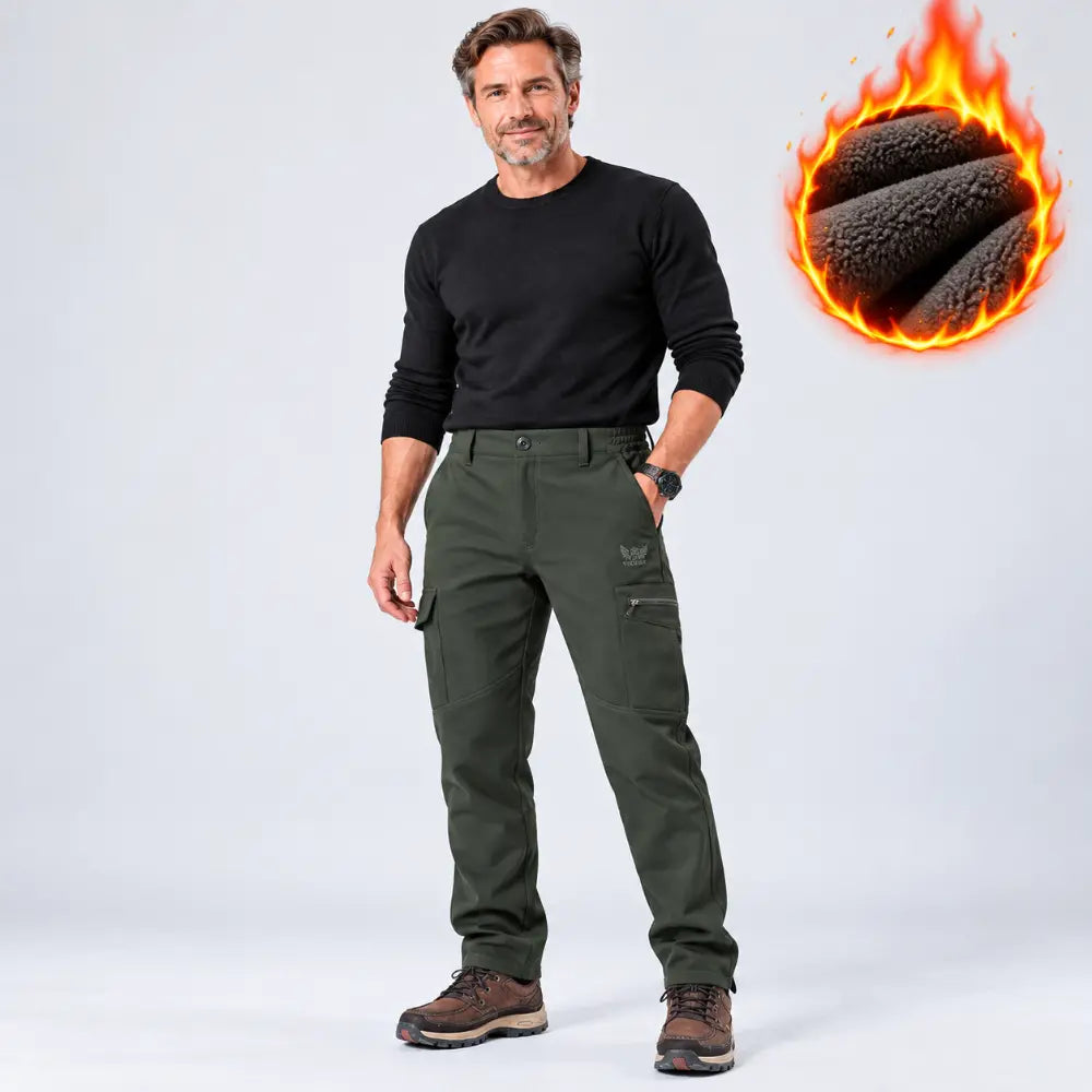 【M-4XL】Pantalones softshell para hombre – Con aislamiento, gruesos, elásticos, cortavientos e impermeables, con forro polar; para esquí y senderismo