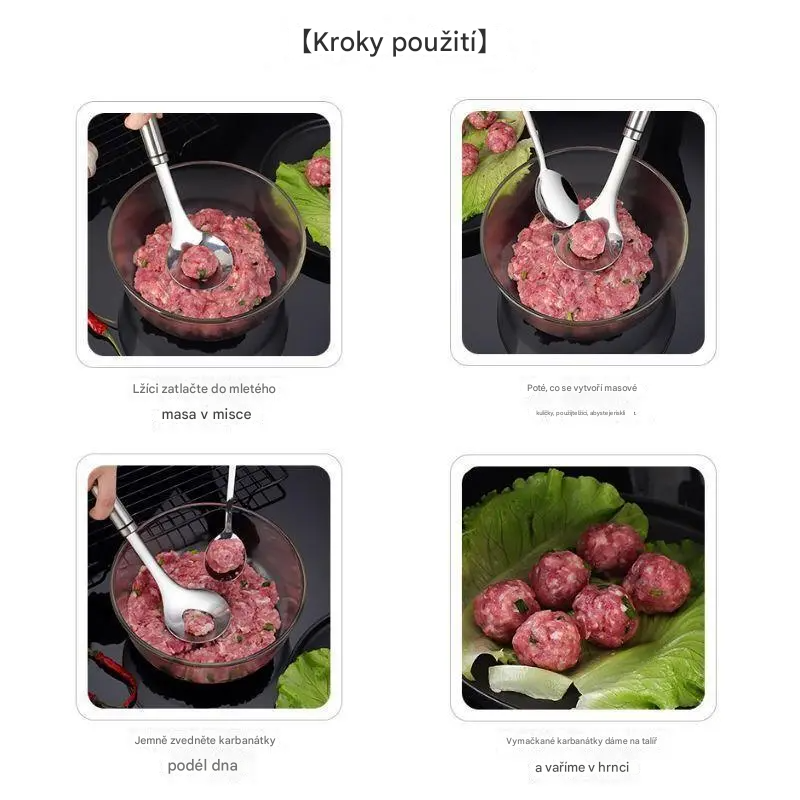 【3 kusy】🤤 Lžíce na masové kuličky z nerezové oceli 304 – snadná příprava masových, krevetových a dalších druhů kuliček!