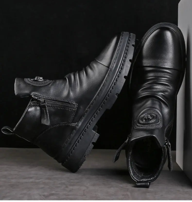 😍👟Časově omezená nabídka🔥[39–44] Nové britské pánské kožené boty s tlustou podrážkou a vysokým svrškem